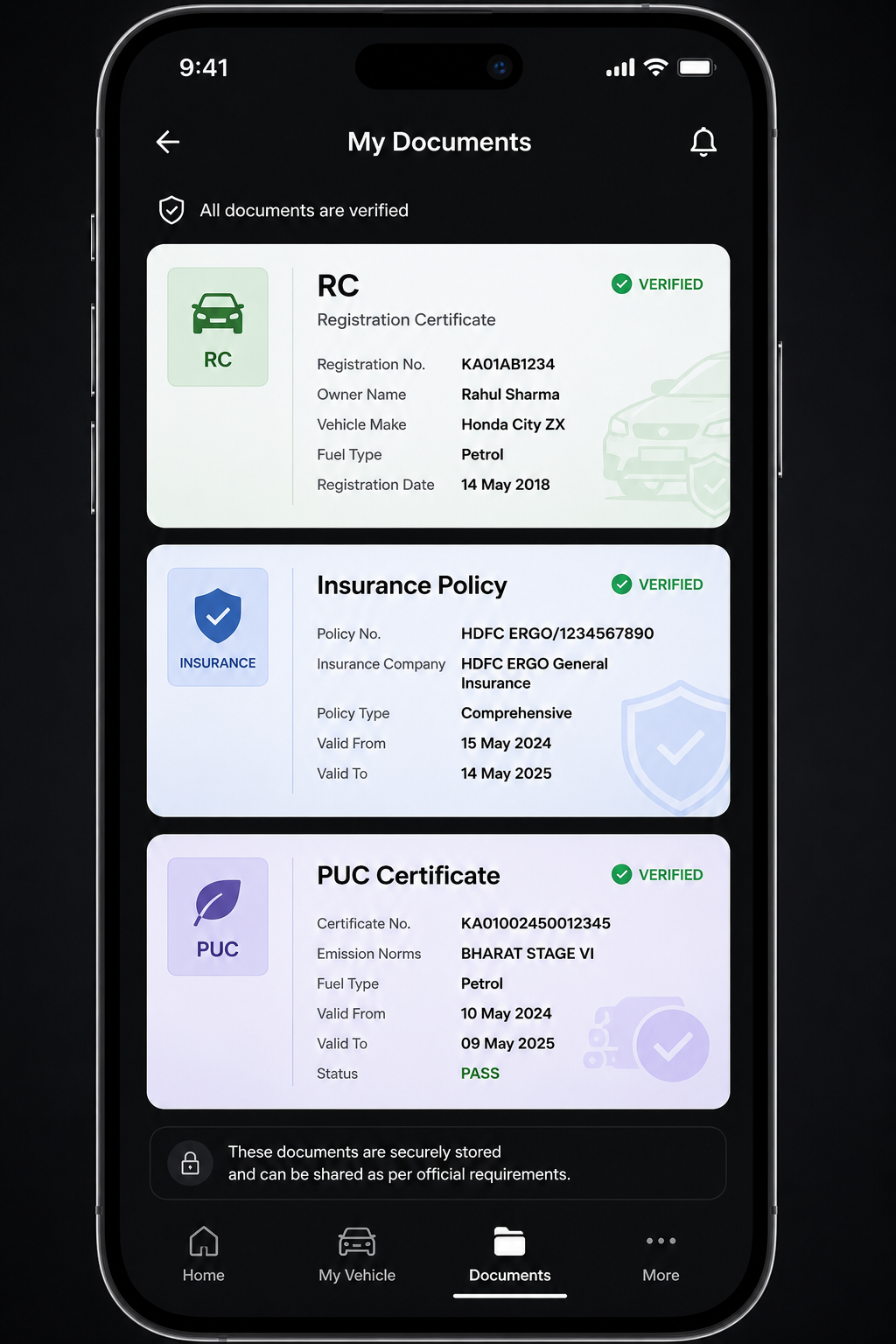 Car Document Storage in Odo App