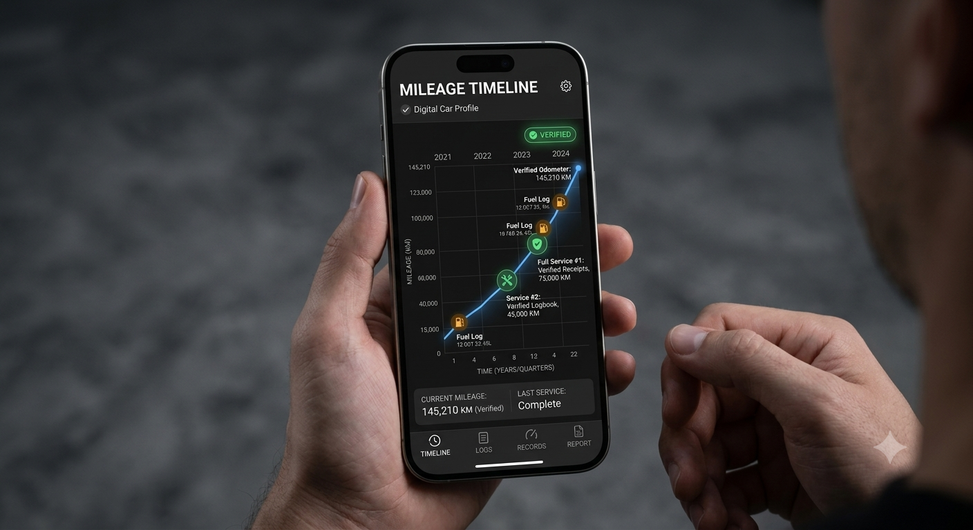 Verified Mileage Timeline Log in Odo