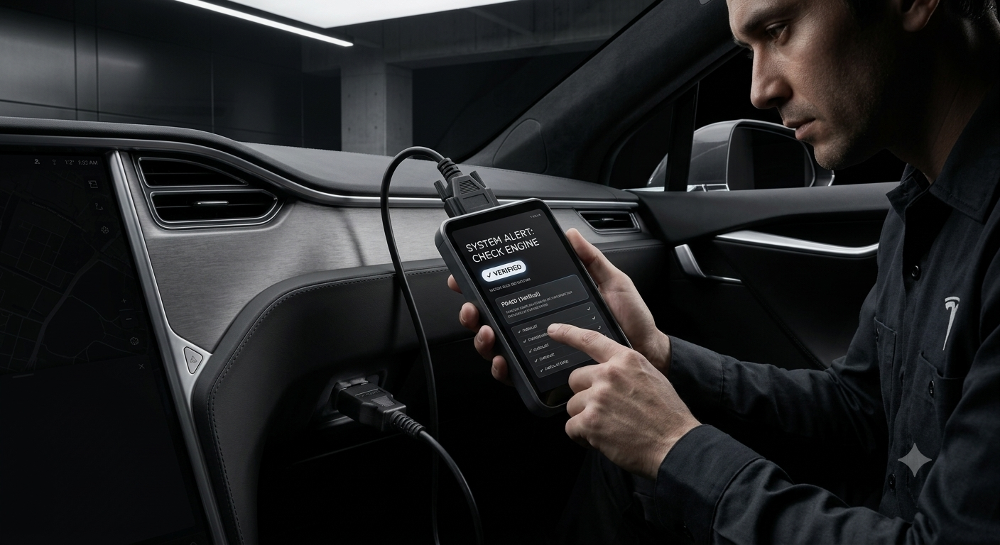 Mechanic Diagnosing Vehicle Diagnostic Codes