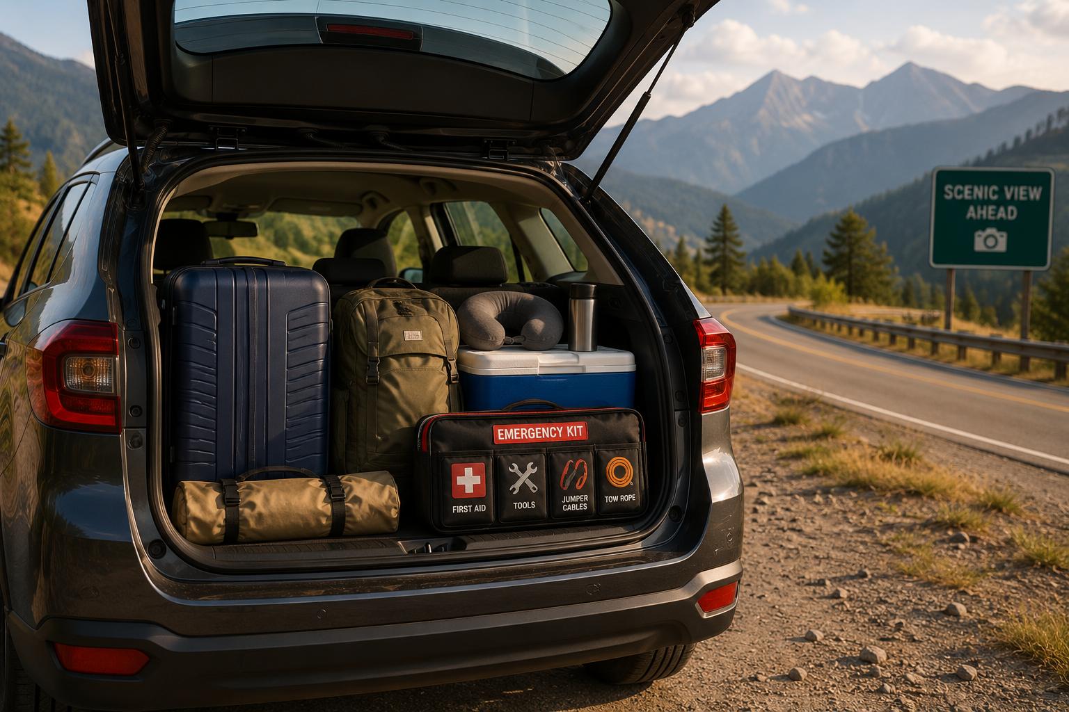 Car Prepared for Long Highway Road Trip