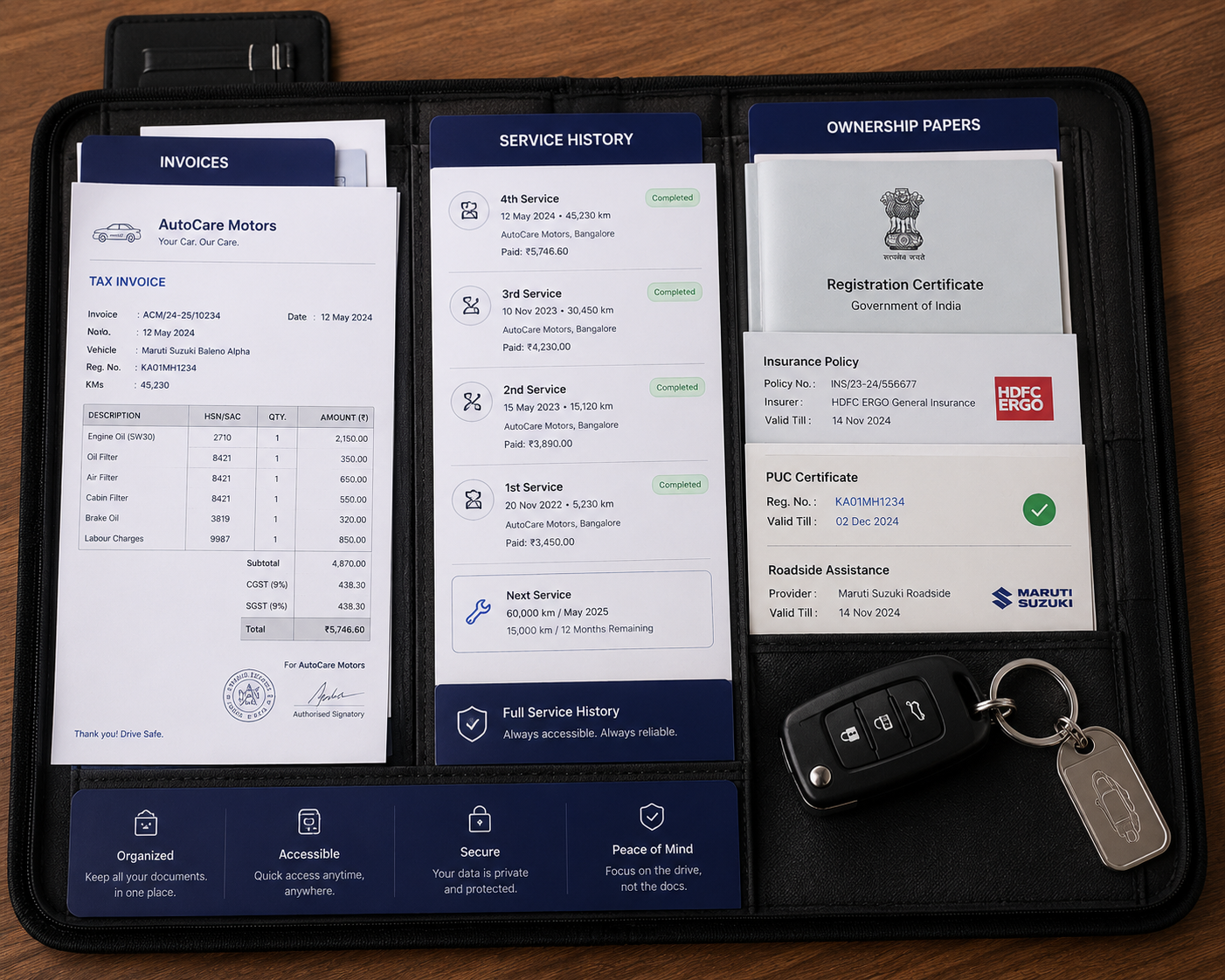 Organized Car Service Records and Documentation